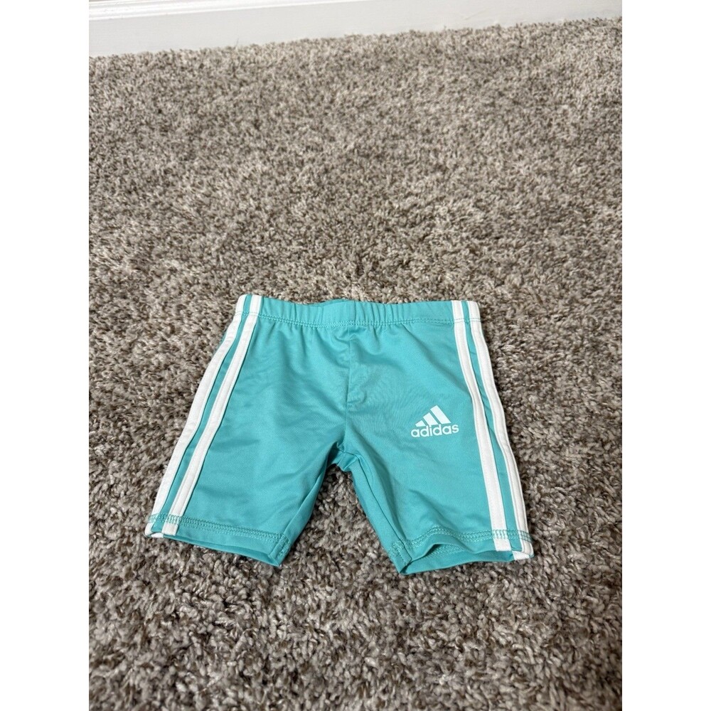 Adidas Toddler Shorts 12M Teal Three Stripe Athletic Shorts New Without Tags